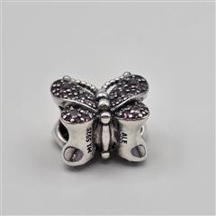 Pandora S925 ALE Sterling Silver Dazzling Pink CZ Butterfly Charm 797882NCCMX